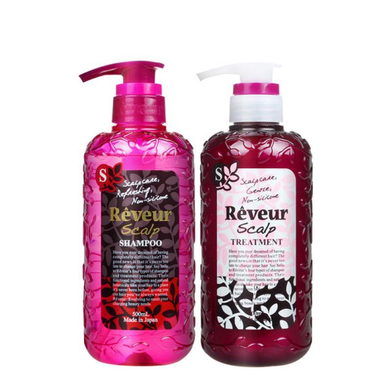 日本Reveur 无硅洗发水+护发素 组合 粉色 500ml...