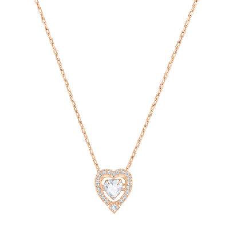 Swarovski 施华洛世奇 玫瑰金色仿水晶跳动的心女锁骨...