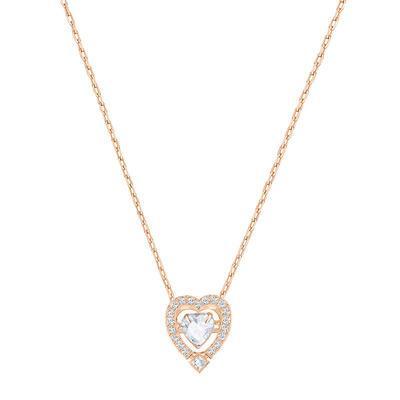 Swarovski 施华洛世奇 玫瑰金色仿水晶跳动的心女锁骨女士项链